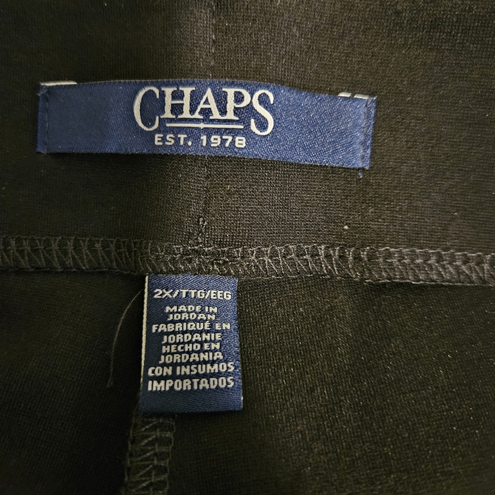 NWT Chaps 2X Black Faux Leather Ponte Leggings W-2490 - Picture 14 of 14